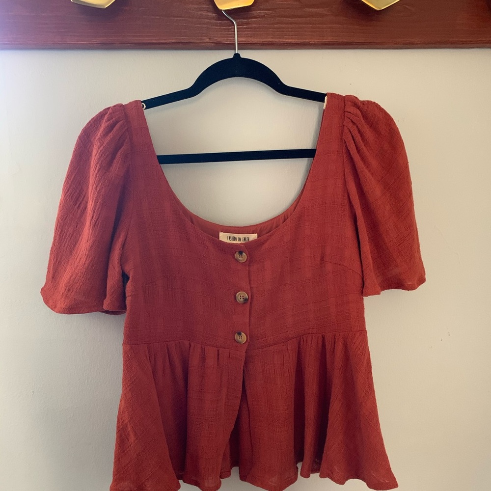 Rust Color Boho Woven Top